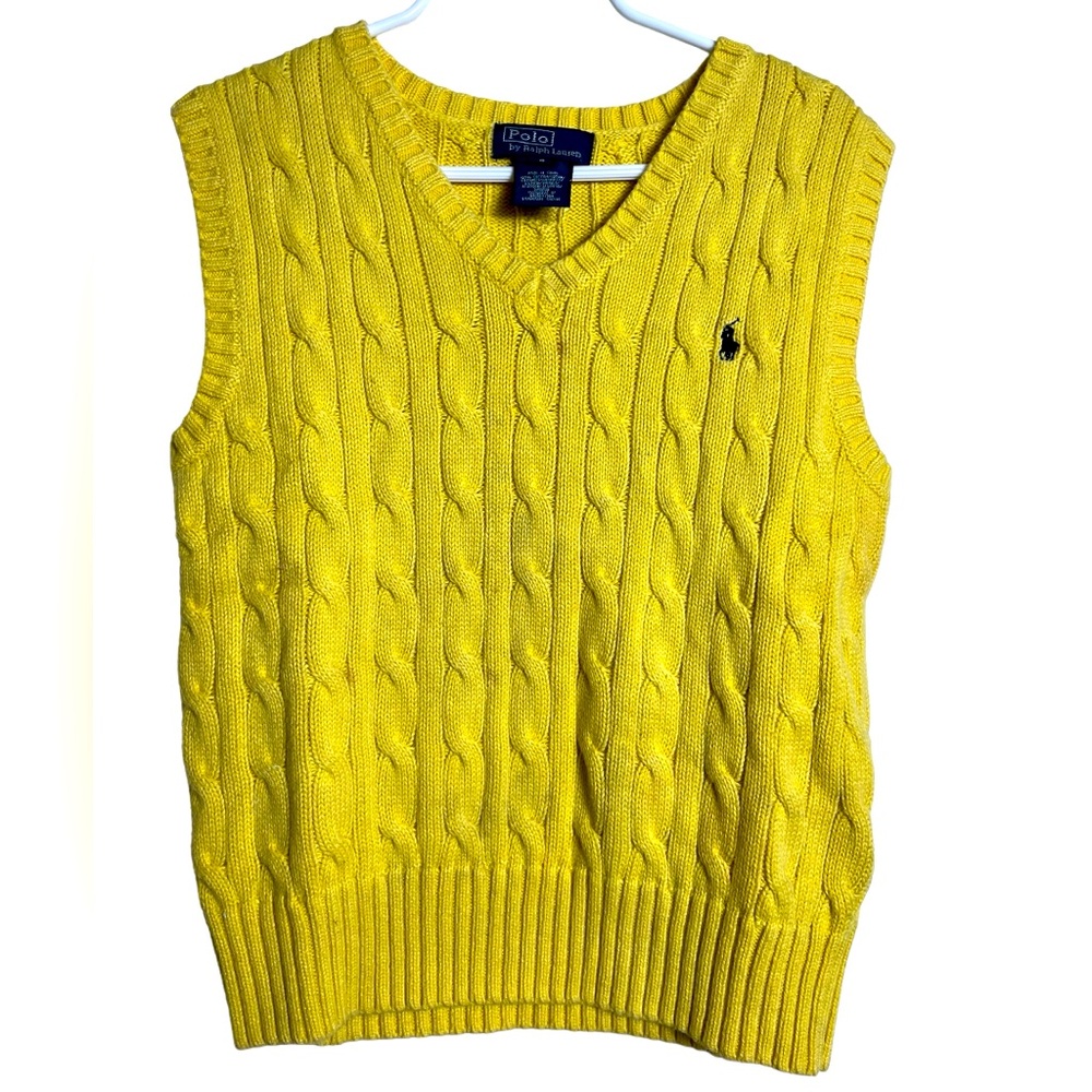 Polo Ralph Lauren Vest Boys V-Neck Cable Knit Kids Size 6